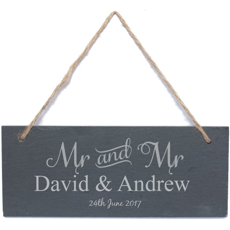 Personalised Mr & Mr Hanging Slate Sign Plaque