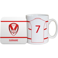Personalised St Helens Shirt Mug & Coaster Set