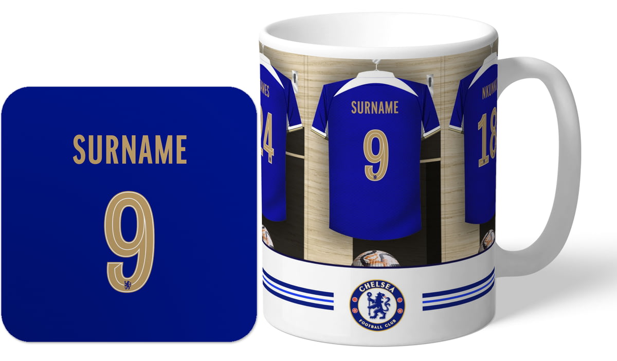 DRESSING ROOM Personalised Ceramic Mug & Coaster Set Chelsea F.C 
