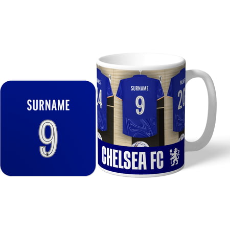 Personalised Chelsea FC Dressing Room Shirts Mug & Coaster Set