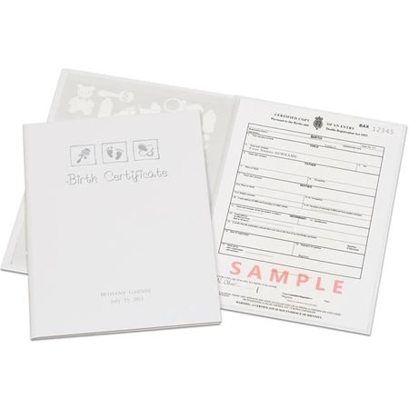 Personalised Birth Certificate Embossed Presentation Holder