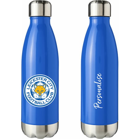 Personalised Leicester City FC Crest Blue Insulated Water Bottle