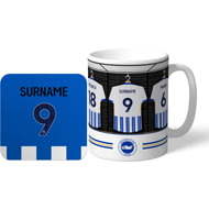 Personalised Brighton & Hove Albion FC Dressing Room Shirts Mug & Coaster Set