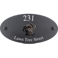 Personalised Cane Corso Dog Motif Oval Slate House Sign Plaque 25x13cm