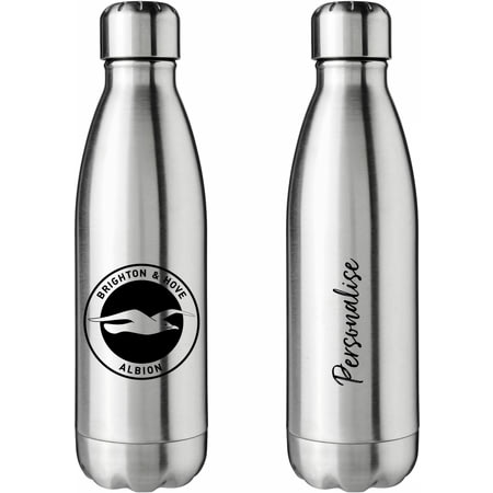 Personalised Brighton & Hove Albion FC Crest Silver Insulated Water Bottle