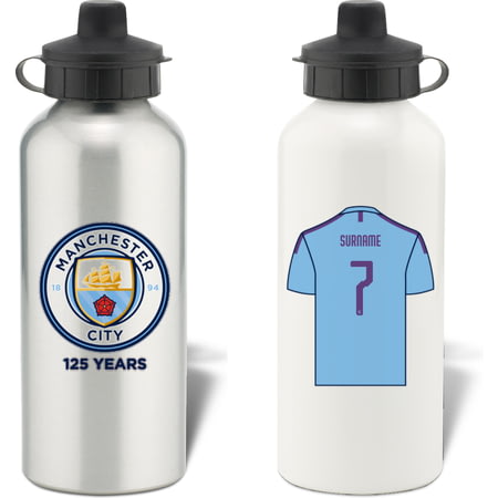 Personalised Manchester City FC Shirt Aluminium Sports Water Bottle