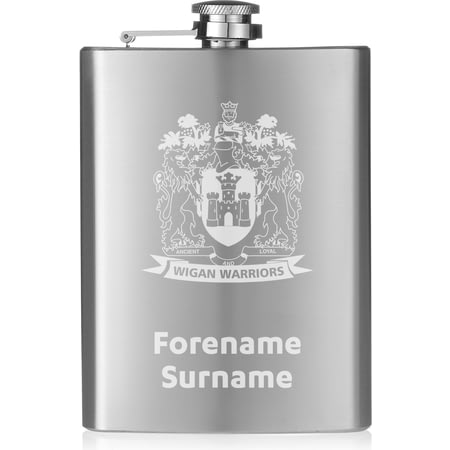 Personalised Wigan Warriors Crest Hip Flask