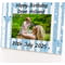 Personalised Blue Teddy Pattern 6x4" Wooden Landscape Photo Frame