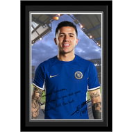 Personalised Chelsea FC Enzo Fernandez Autograph A4 Framed Player Photo