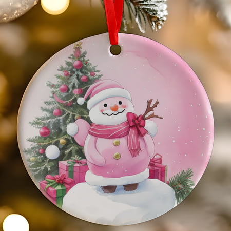 Pink Santa Claus Ceramic Christmas Tree Decoration - 7cm