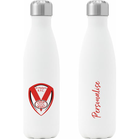 Personalised St Helens Crest Insulated Water Bottle - White