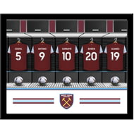 Personalised West Ham United FC Dressing Room Shirts Framed Print