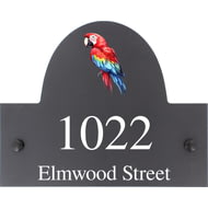 Personalised Red Macaw Parrot Bird Motif Slate House Name Or Number Plaque/Sign - 25x20cm