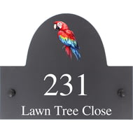 Personalised Red Macaw Parrot Bird Motif Slate House Name Or Number Plaque/Sign - 25x20cm