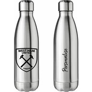 Personalised West Ham United FC Crest Silver Insulated Water Bottle