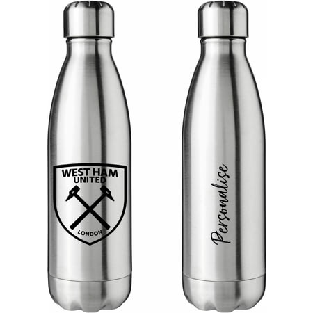 Personalised West Ham United FC Crest Silver Insulated Water Bottle