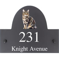 Personalised Cat Dog Motif Slate House Name Or Number Plaque/Sign - 25x20cm
