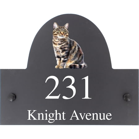 Personalised Cat Dog Motif Slate House Name Or Number Plaque/Sign - 25x20cm
