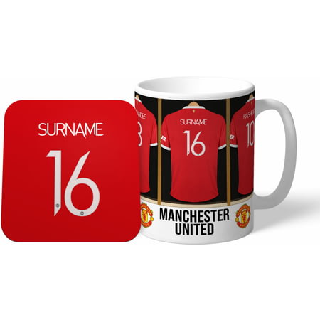 Personalised Manchester United FC Dressing Room Mug & Coaster Set