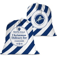 Personalised Millwall FC FC Christmas Delivery Large Fabric Santa Sack