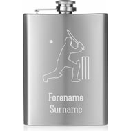 Personalised Cricket Motif Hip Flask