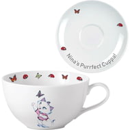 Personalised Nina Kitten Purrfect Cuppa Cappuccino Cup & Saucer