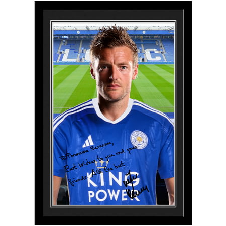 Personalised Leicester City FC Jamie Vardy Autograph A4 Framed Player Photo