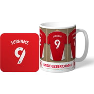 Personalised Middlesbrough Dressing Room Shirts Mug & Coaster Set