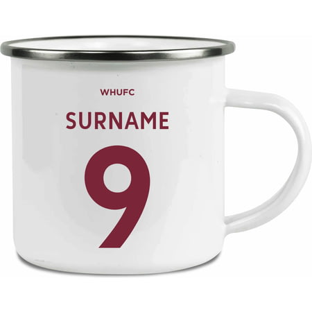 Personalised West Ham United FC Back Of Shirt Enamel Camping Mug