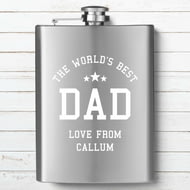 Personalised Father's Day Personalised World's Best Dad Hip Flask - Engraved Gift - 8oz