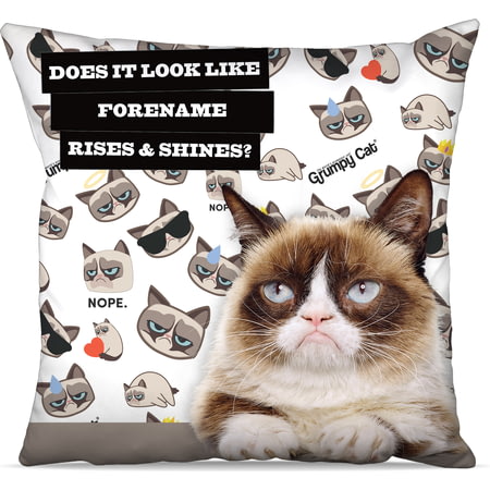 Personalised Grumpy Cat - Rise And Shine Cushion - 45x45cm