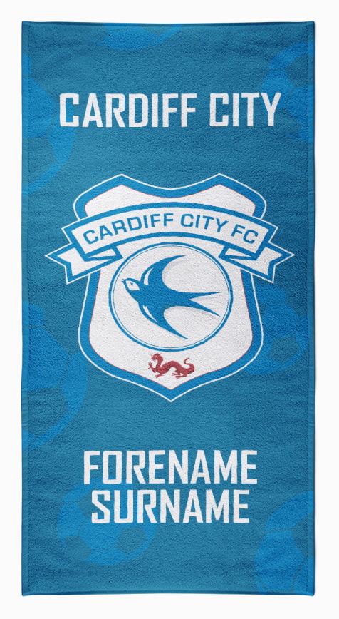 Personalised Cardiff City FC Crest Bath Towel - 70cm X ...