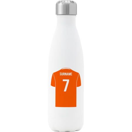 Personalised Blackpool Shirt Insulated Water Bottle - 500ml - White