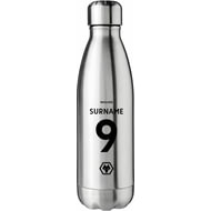 Personalised Wolves Back Of Shirt Silver Insulated Water Bottle