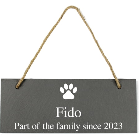 Personalised Dog Paw Print Hanging Slate Plaque/Sign