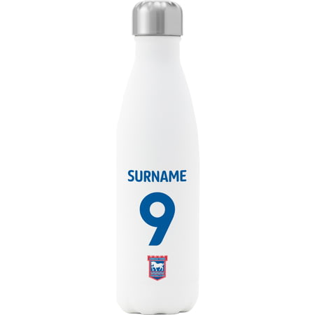 Personalised Ipswich Town FC Back Of Shirt Insulated Water Bottle - White