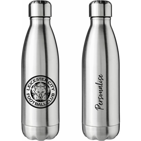 Personalised Leicester City FC Crest Silver Insulated Water Bottle