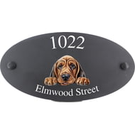 Personalised Bloodhound Dog Motif Oval Slate House Sign Plaque 25x13cm