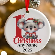 Personalised 1st Christmas Red Koala Ceramic Hanging Tree Decoration - 7cm