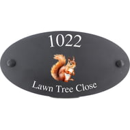 Personalised Squirrel Motif Oval Slate House Sign Plaque 25x13cm