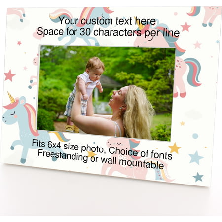 Personalised Unicorn Pattern 6x4" Wooden Landscape Photo Frame