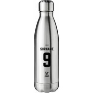 Personalised Crystal Palace FC Back Of Shirt Silver Insulated Water Bottle