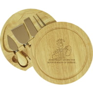 Personalised Wallace & Gromit 'Moon Made Of Cheese' Wooden Cheese Board & Knives Set