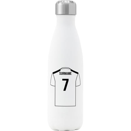 Personalised Derby County Shirt Insulated Water Bottle - 500ml - White