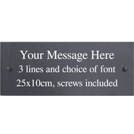 Personalised Engraved Rectangle Slate Plaque Sign with wall fixings - 25x10cm