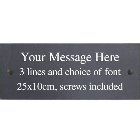 Personalised Engraved Rectangle Slate Plaque Sign with wall fixings - 25x10cm