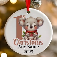 Personalised 1st Christmas Koala Ceramic Hanging Tree Decoration - 7cm
