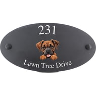 Personalised Boxer Dog Motif Oval Slate House Sign Plaque 25x13cm