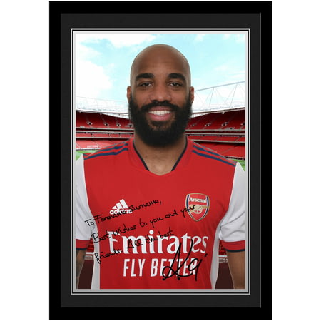 Personalised Arsenal FC Lacazette Autograph Player Photo Framed Print
