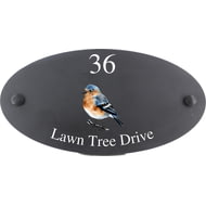 Personalised Chaffinch Bird Motif Oval Slate House Sign Plaque 25x13cm